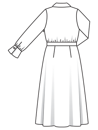 Технический рисунок платья с эффектом запаха на лифе спинка