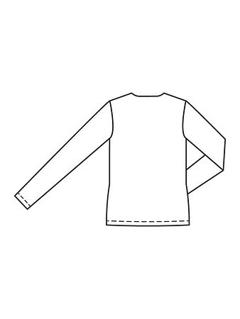 Технический рисунок пуловера с оригинальной драпировкой на плече спинка