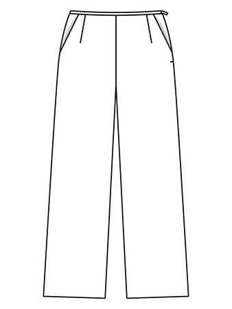 Технический рисунок прямых брюк без пояса