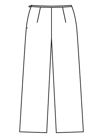 Технический рисунок прямых брюк без пояса вид сзади