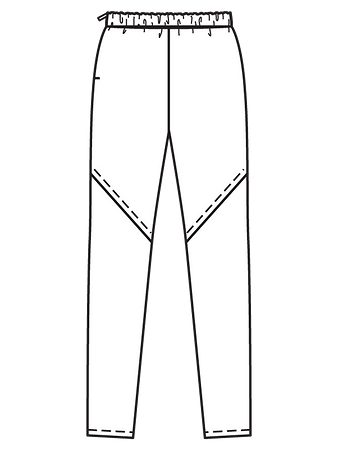 Технический рисунок брюк узкого кроя вид сзади