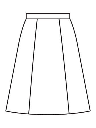 Технический рисунок юбки А-силуэта с запахом вид сзади
