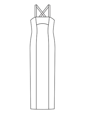 Технический рисунок платья-бюстье облегающего кроя