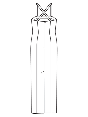 Технический рисунок платья-бюстье облегающего кроя спинка