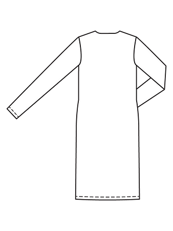 Технический рисунок платья с оригинальной драпировкой на плече спинка