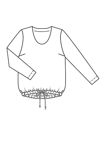 Технический рисунок блузки с регулируемой кулиской