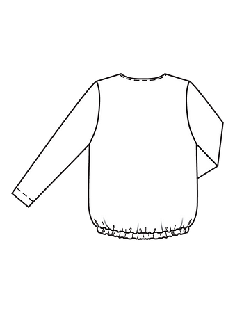 Технический рисунок блузки с регулируемой кулиской спинка