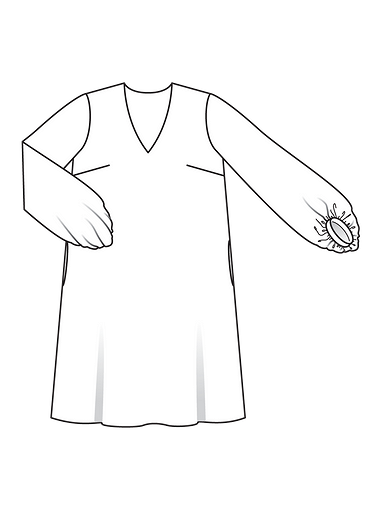 Платье расклешенного силуэта с V-вырезом