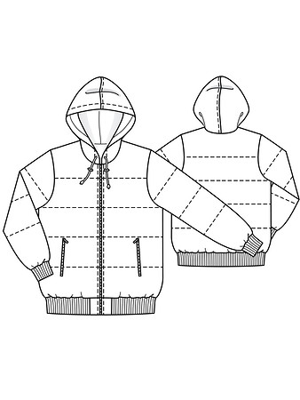 Технический рисунок стеганой куртки на трикотажном поясе