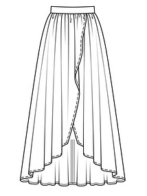 Технический рисунок макси-юбки с запахом