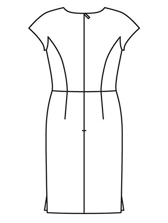 Технический рисунок платья-футляр спинка