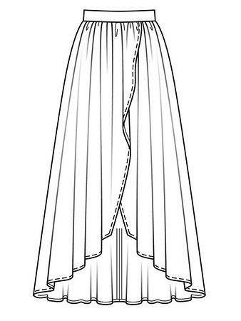 Технический рисунок макси-юбки с запахом