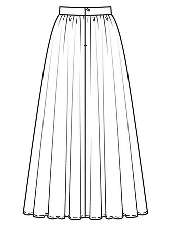 Технический рисунок макси-юбки с запахом вид сзади