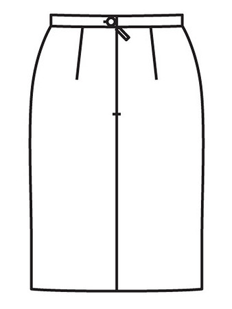 Технический рисунок юбки-тюльпан вид сзади