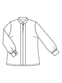Технический рисунок блузки с воротником-стойкой