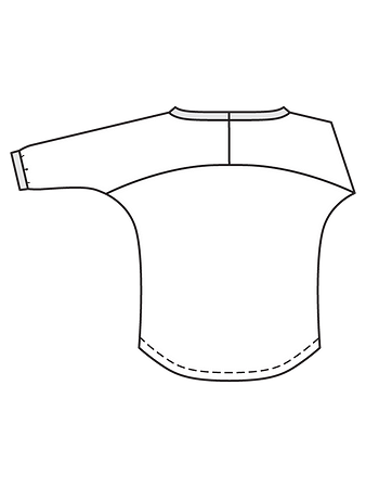 Технический рисунок пуловера с цельнокроеными рукавами спинка