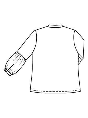 Технический рисунок блузки с рукавами-буфами спинка