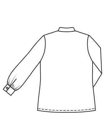 Технический рисунок блузки с воротником-стойкой спинка
