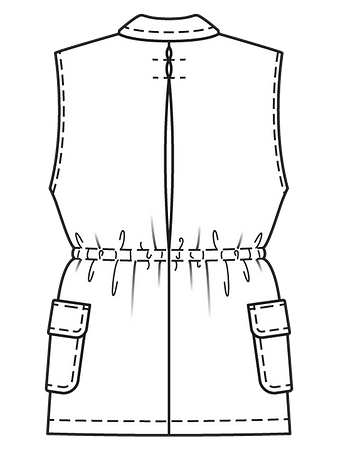 Технический рисунок приталенного жилета спинка
