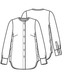Технический рисунок блузки с застежками в боковых швах
