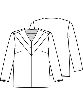 Технический рисунок блузки с оригинальной отделкой