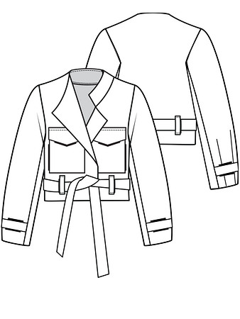 Технический рисунок куртки с асимметричной горловиной