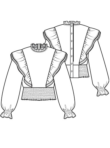 Блузка с воланами в рельефных швах