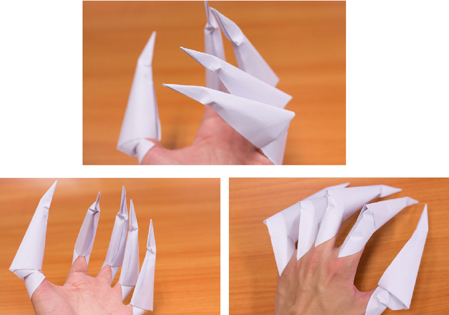 Как сделать когти из бумаги оригами своими руками