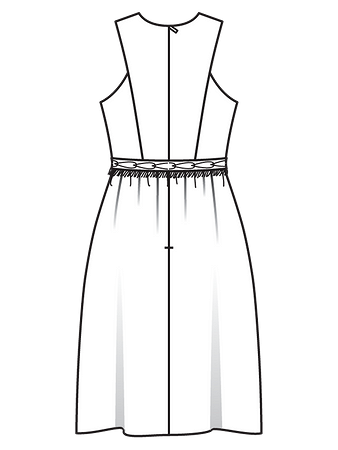Технический рисунок отрезного платья спинка