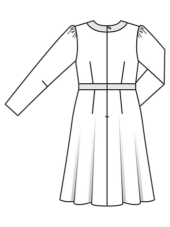 Технический рисунок приталенного платья спинка