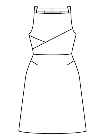 Технический рисунок платья без рукавов