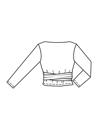Технический рисунок пуловера с запахом спинка