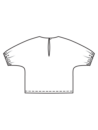 Технический рисунок блузки с цельнокроеными рукавами спинка