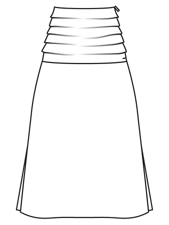Технический рисунок юбки с завышенной талией