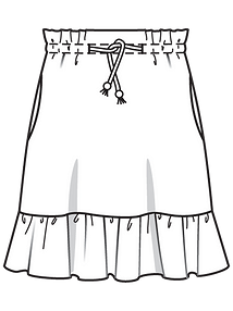 Технический рисунок юбки с оборкой