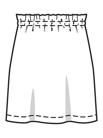 Технический рисунок трикотажной мини-юбки вид сзади