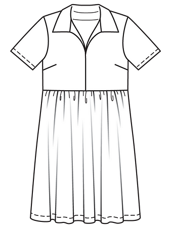 Технический рисунок мини-платья с воротником