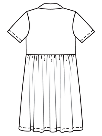 Технический рисунок мини-платья с воротником спинка
