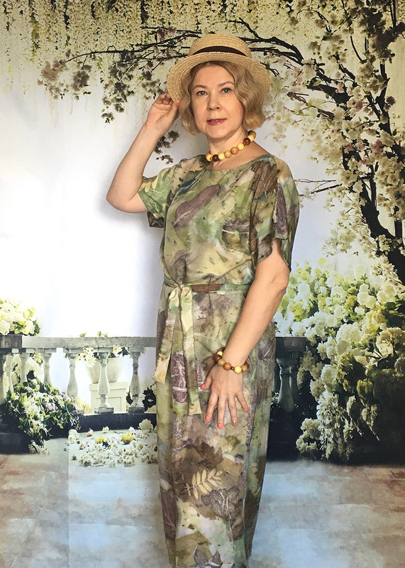 Платье с экопринтом «Какова красота» от Людмила Подхватилина