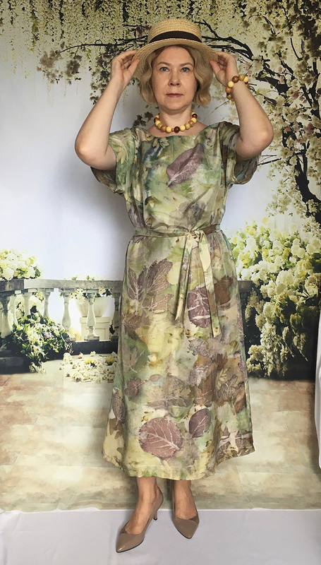 Платье с экопринтом «Какова красота» от Людмила Подхватилина