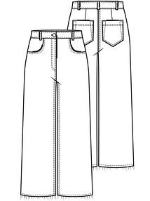 Технический рисунок брюк длиной семь восьмых
