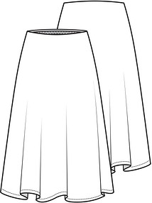 Технический рисунок атласной юбки без пояса