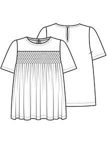 Технический рисунок блузки силуэта «беби-долл»