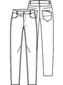 Технический рисунок джинсов с пятью карманами