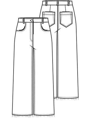 Технический рисунок брюк длиной семь восьмых