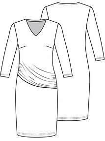 Технический рисунок платья с драпировкой