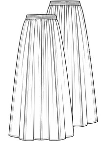 Технический рисунок юбки в формате макси