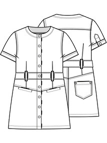Технический рисунок джинсового платья для девочки