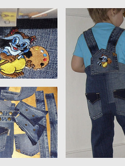 Работа с названием Переделки из джинсов для детей: комбинезоны