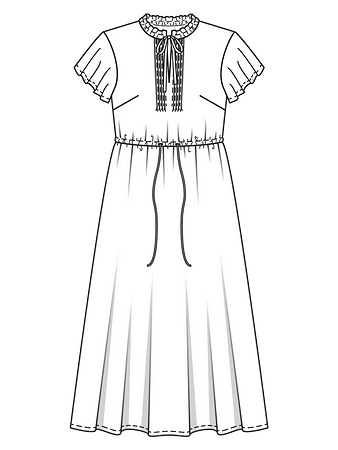 Технический рисунок платья с рукавами-крылышками